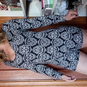 shosho Black & White Sugar Skull Romper Jammies